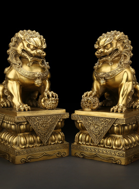 吉善缘门口北京狮全铜摆件
