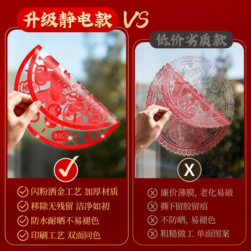 过年窗花装饰贴纸2026新年窗花福字贴马年家用布置福贴橱窗贴画,淘宝优惠券,粉丝福利购,淘宝优惠卷