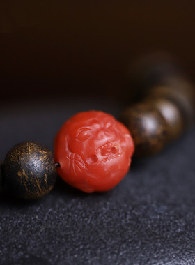 达拉干沉香8mm多圈108佛珠DIY男女款搭配南红松石手串饰品简约