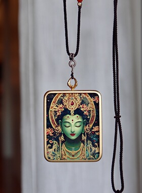 青海热贡手绘描金绿度母