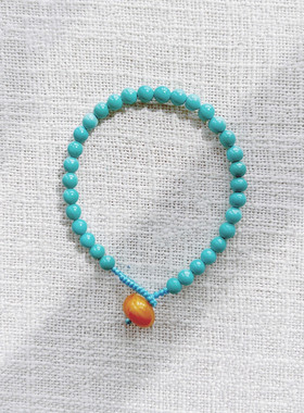 原矿绿松石5mm单圈DIY女款不规则白花蜜蜡清新编制手链饰品