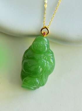 恒鼎盛珠宝 18k金镶嵌天然碧玉 冰底菠菜绿 玉质细腻 水润光批发