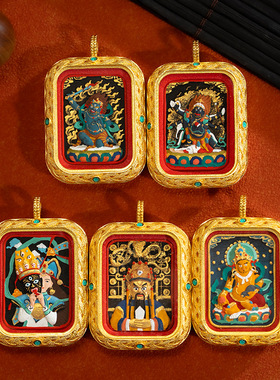 手绘唐卡扎基拉母黄财神