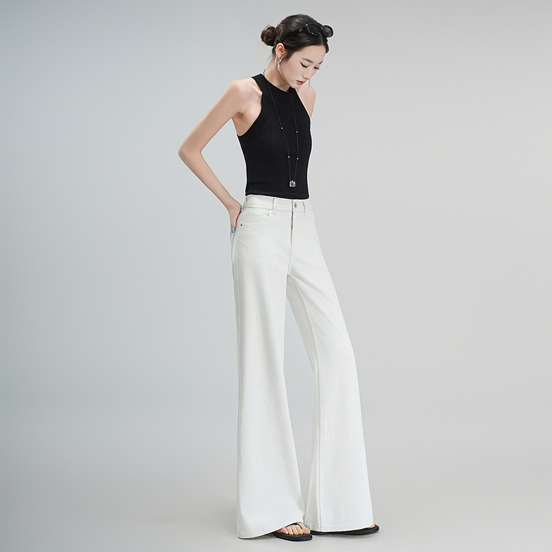 ZONOPOEM佐奴诗超模裤直筒高腰微喇牛仔裤女2025修身不贴腿喇叭裤