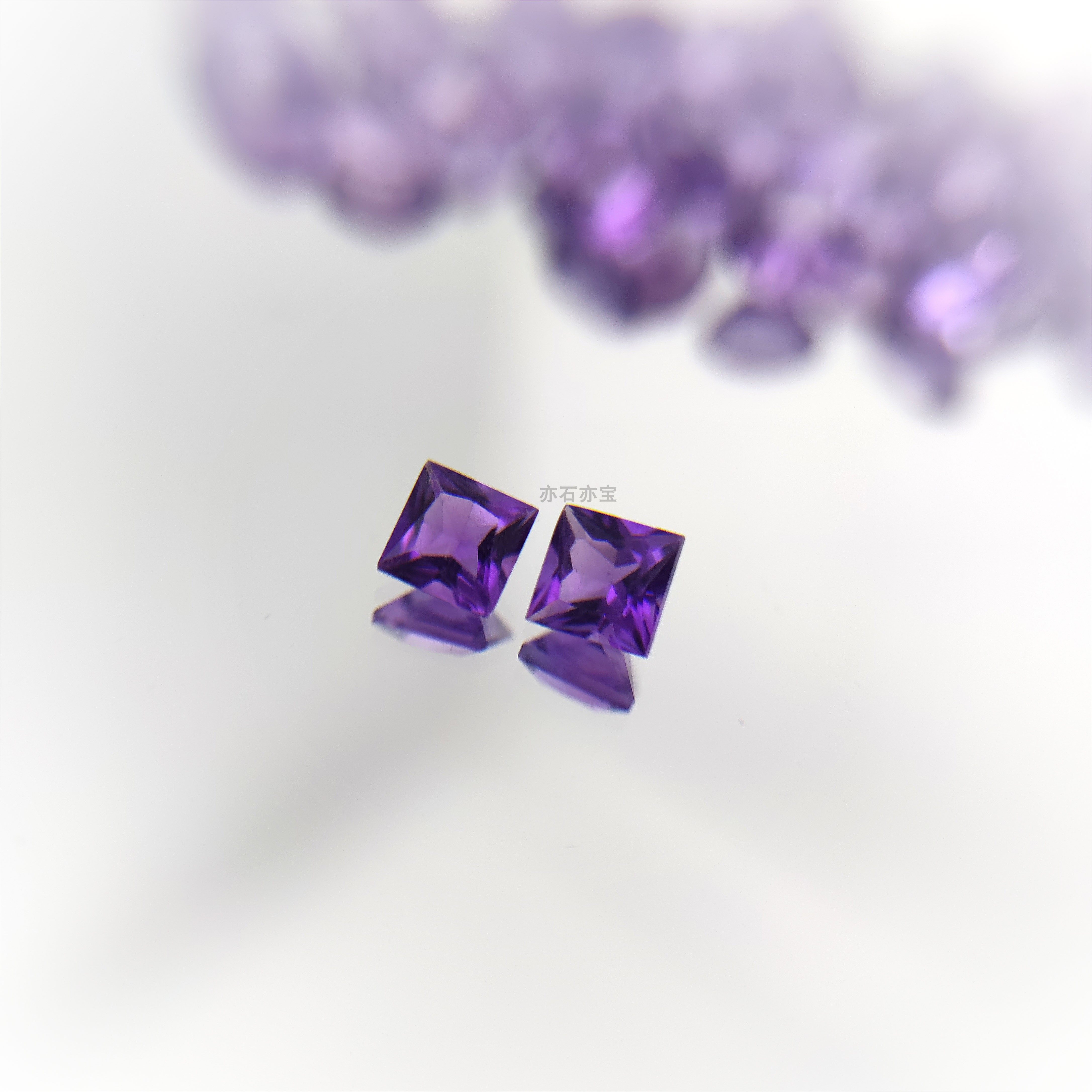 天然紫水晶裸石刻面小八角心形公主方肥三角银耳钉戒指吊坠戒面,淘宝优惠券,粉丝福利购,淘宝优惠卷
