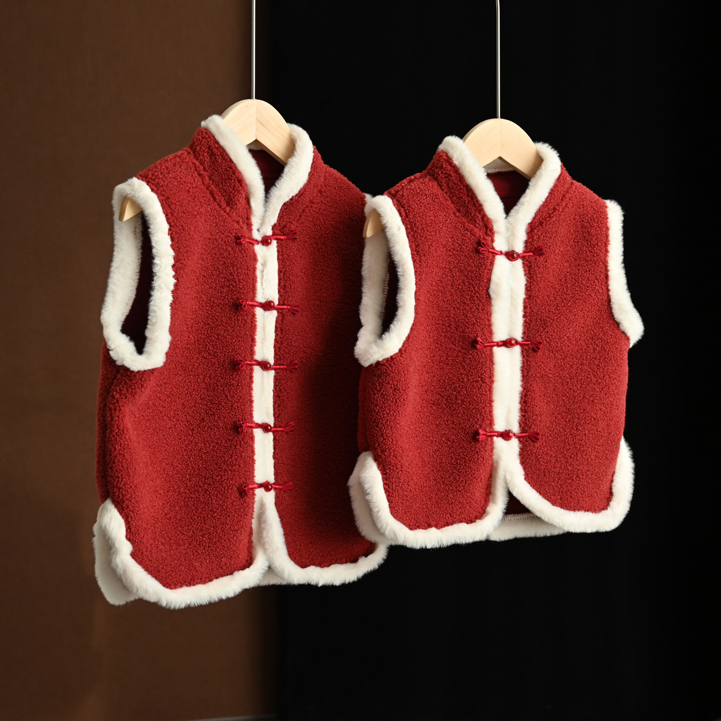 新年装 儿童仿羊羔绒马甲 男童女童国风盘扣坎肩 中童 秋冬款,淘宝优惠券,粉丝福利购,淘宝优惠卷