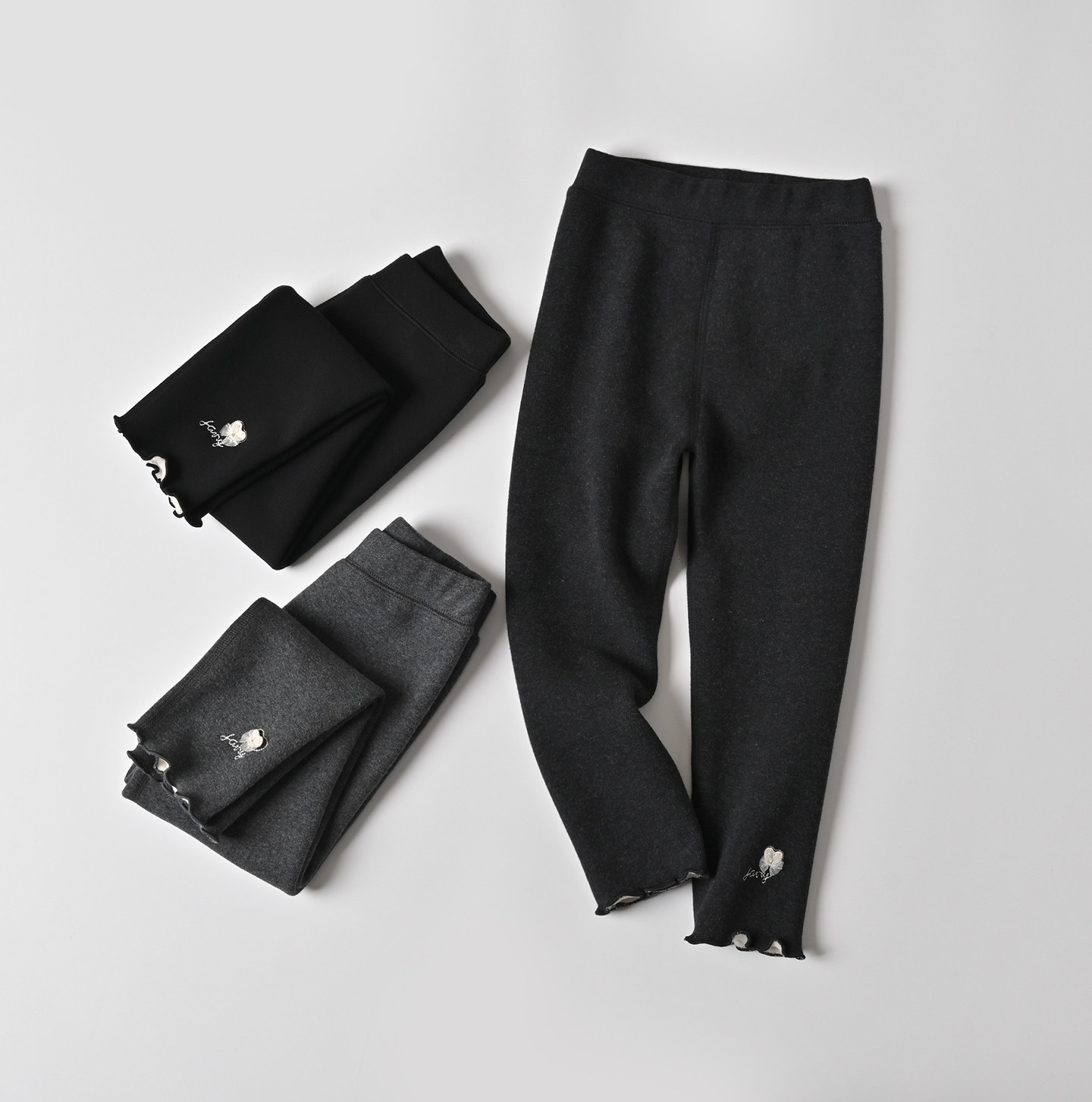 儿童木耳边一体绒加绒裤 女童弹力修身保暖打底长裤 冬款 中大童,淘宝优惠券,粉丝福利购,淘宝优惠卷