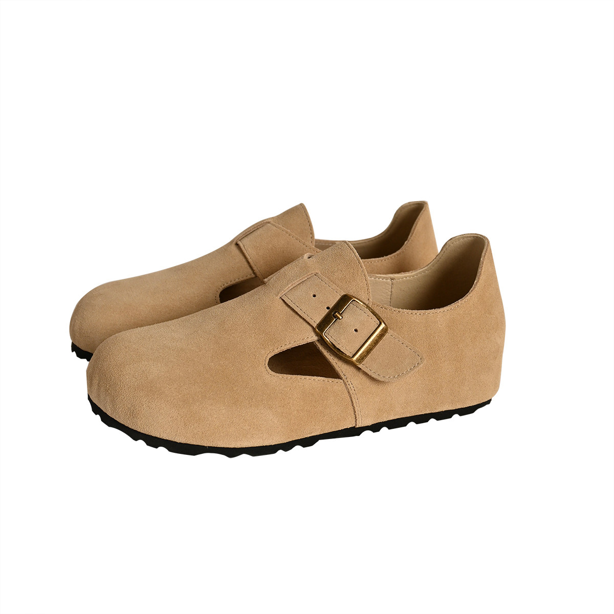 全包勃肯鞋 头层牛皮真皮复古疯马皮软木平底轻便圆头大头鞋女鞋k,淘宝优惠券,粉丝福利购,淘宝优惠卷