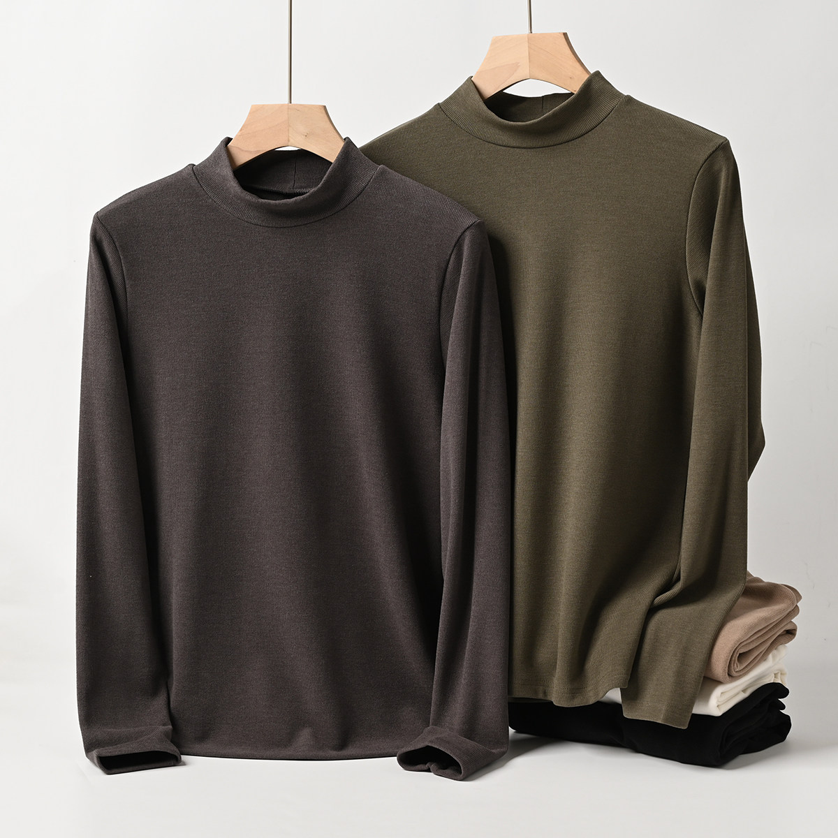 300g牙签绒恒温男士双面绒打底半高领长袖T恤保暖 秋冬款山东网店,淘宝优惠券,粉丝福利购,淘宝优惠卷