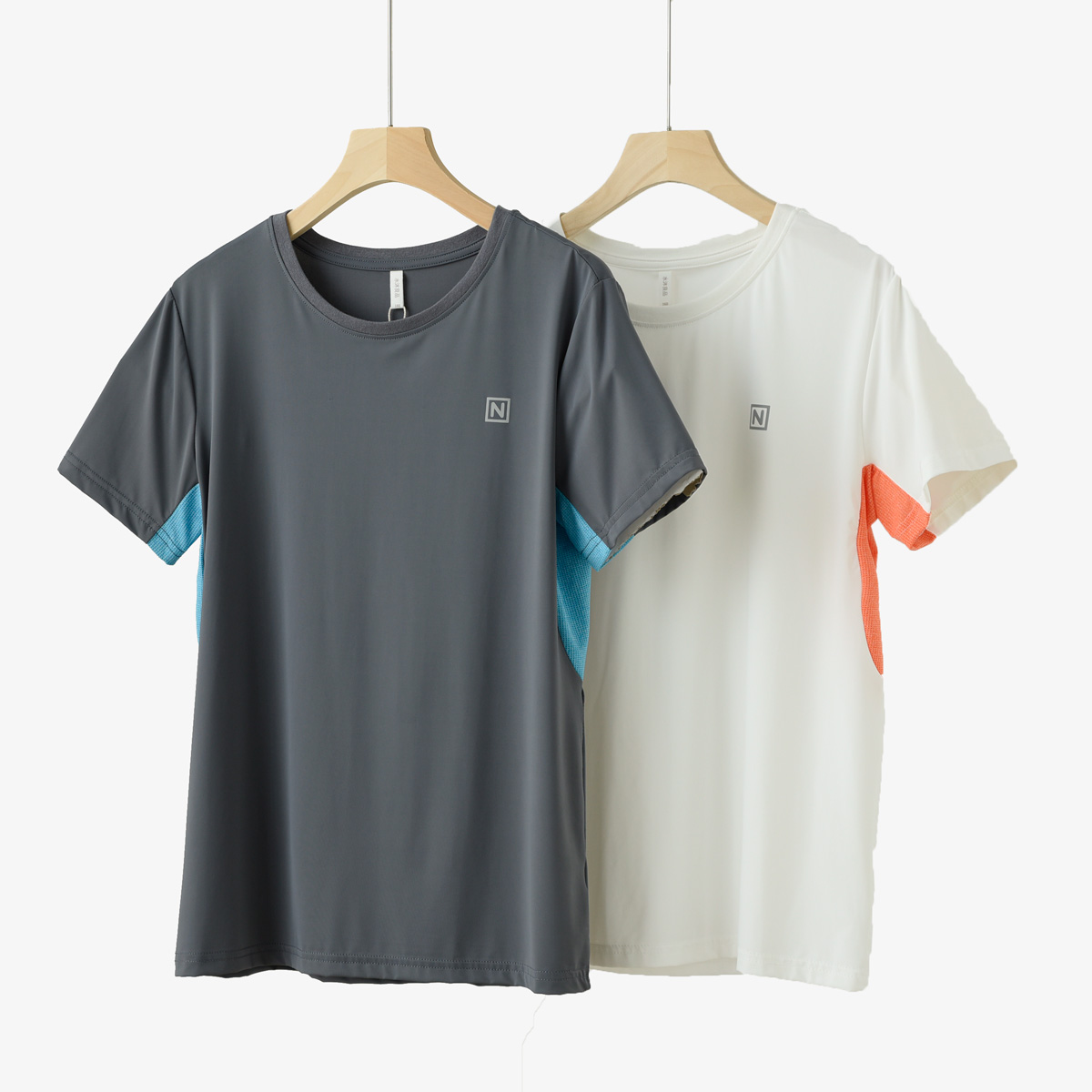 150-180大童 夏日快干T恤 儿童拼色短袖 男女童圆领薄款运动上衣 - 图1