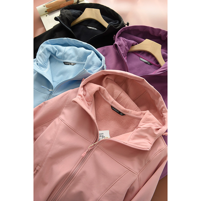 加绒加厚连帽运动 女士保暖外套 防风户外软壳衣 有大码k,淘宝优惠券,粉丝福利购,淘宝优惠卷