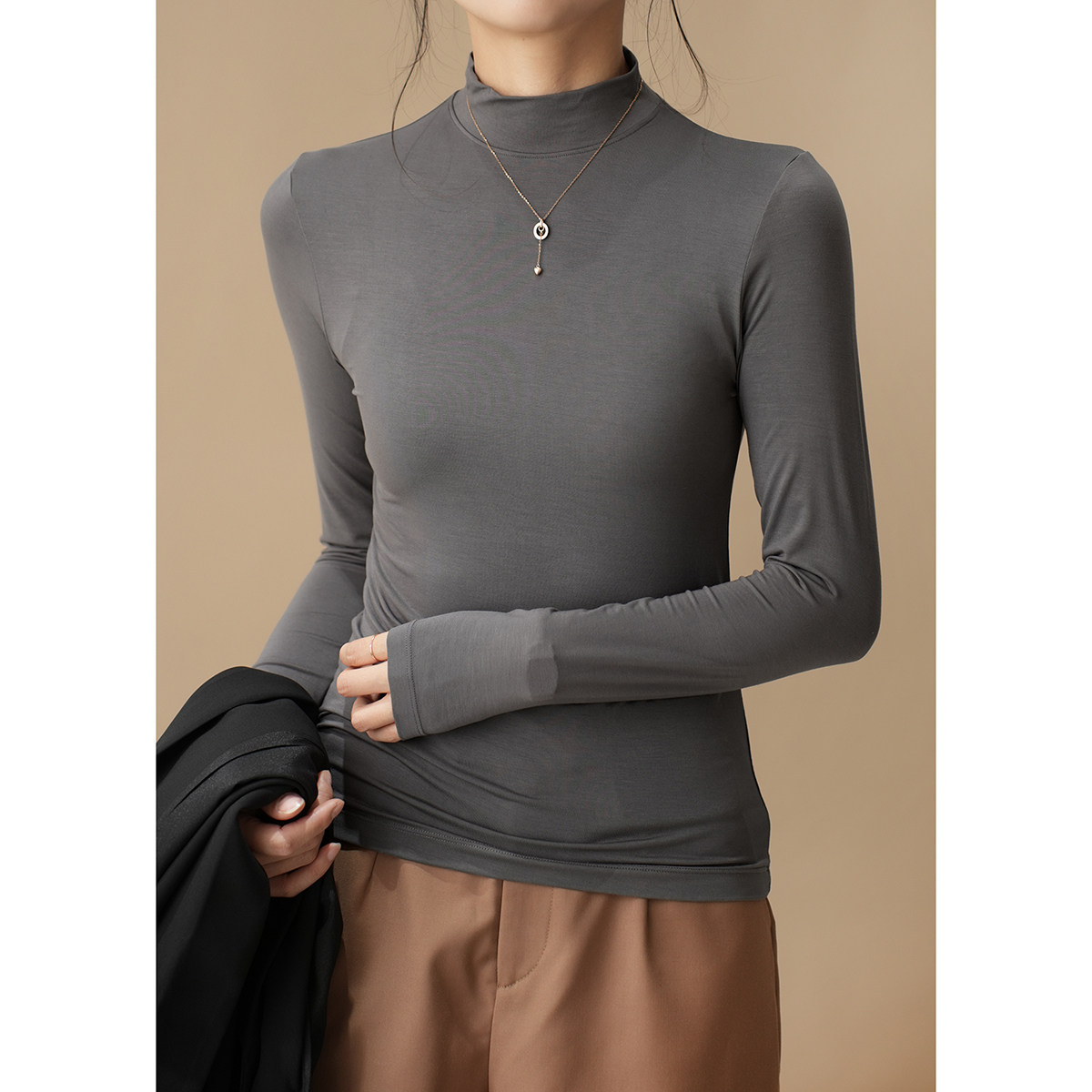 A类50支兰精莫代尔 女士修身半高领长袖T恤衫打底衫 山东网店女装,淘宝优惠券,粉丝福利购,淘宝优惠卷