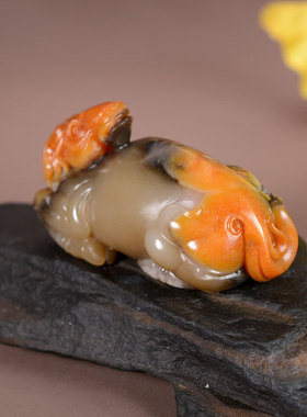 收藏级和田玉俄料油皮巧雕品相一流细腻油润马上成功手把件摆件SX