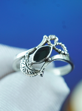 中古欧洲绝版纯银戒指天然宝石钻石925银silver首饰复古个性精美