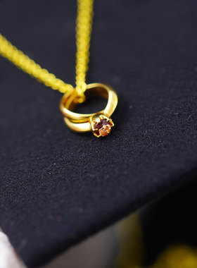 中古欧洲珠宝设计18K纯金天然红宝石戒指款项链吊坠小资复古 个性