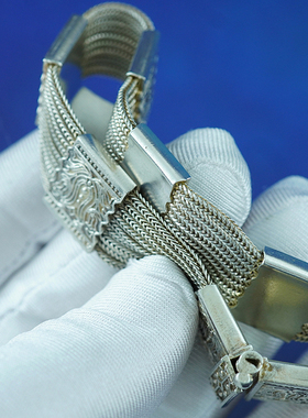 早期欧洲匠人手工编织925纯银欧式复古宫殿风格华丽手链手镯大气