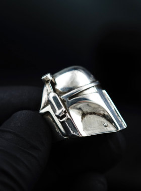 星球大战曼达洛人 925 纯银戒指 男士个性复古潮酷绝版收藏指环