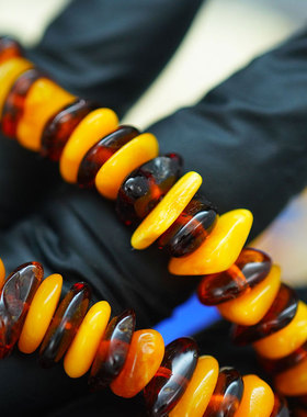 早期日本BEOLUNA天然老蜜蜡琥珀手串项链随型手工打磨复古个性