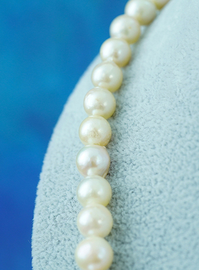 日本中古首饰复古项链天然炫彩珍珠纯银品味高档精美绝版8mm高奢