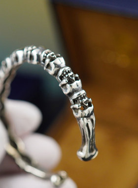 Loree Rodkin骷髅头纯银手镯小众轻奢做旧风格银饰证书礼盒装收藏