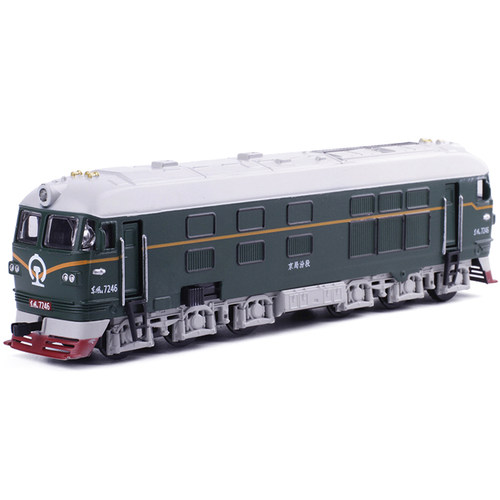 1:87东风火车头车厢合金模型声光古典绿皮火车模型古典儿童玩具车 - 图0