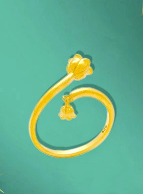 甜美镀金仿黄金女款铃兰花戒指