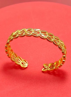 仿沙金小众女款铜镀金麦穗手镯