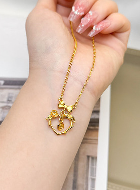 越南沙金玫瑰花藤项链时尚爱心耳钉组合夏季流行饰品首饰铜镀金