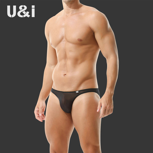 U＆I三角内裤男高端品牌性感火辣超薄全透明冰丝低腰一片无痕向上 - 图0