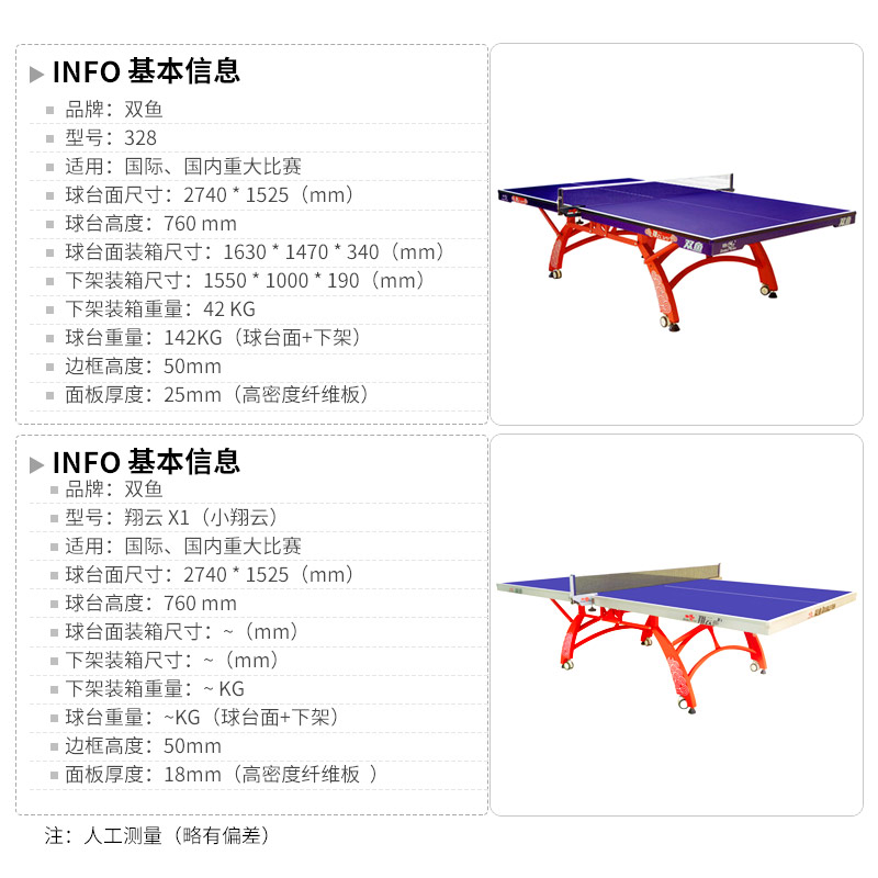 双鱼祥云X1乒乓球桌室内家用折叠展翅王标准比赛简易训练乒乓球台-图1