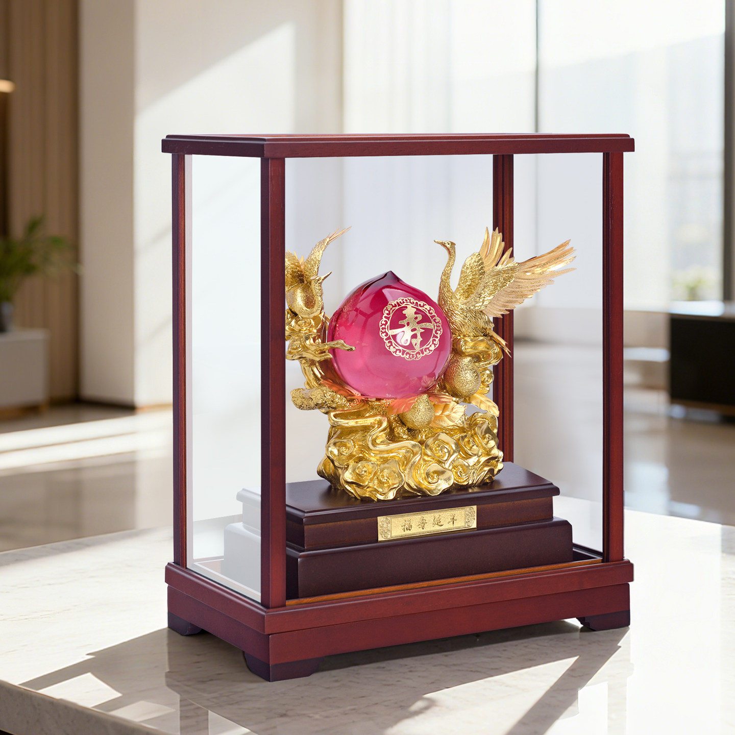 足金金箔松鹤寿桃90寿礼老人生日礼物长辈60八十大寿 diy祝寿礼品