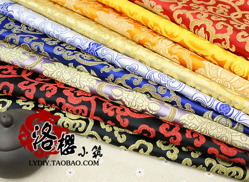 古装汉服礼服娃衣和服布料提花丝绸服装面料/织锦缎-富贵花 厚款 - 图0