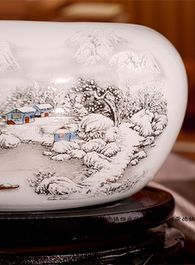 景德镇陶瓷雪景笔洗摆件