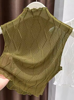 蕾丝假领子百搭女高档秋冬季毛衣叠穿内搭精致半高领打底衫短背心