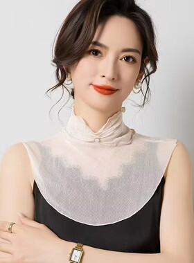 内搭夏天护颈围脖女真丝高领镂空假领子薄款网眼装饰潮假衣领