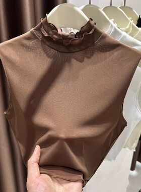 假领子女蕾丝内衬毛衣装饰无袖网纱打底背心百搭假领高档内搭薄纱