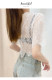 ເສື້ອຍືດແຂນສັ້ນ lace lace ສໍາລັບແມ່ຍິງ, ສິ້ນ suspender ຮ້ອນທີ່ມີເສື້ອ bottoming, pullover ວ່າງ, blouse ເປັນຮູ, ເທິງຕາຫນ່າງສີດໍາ