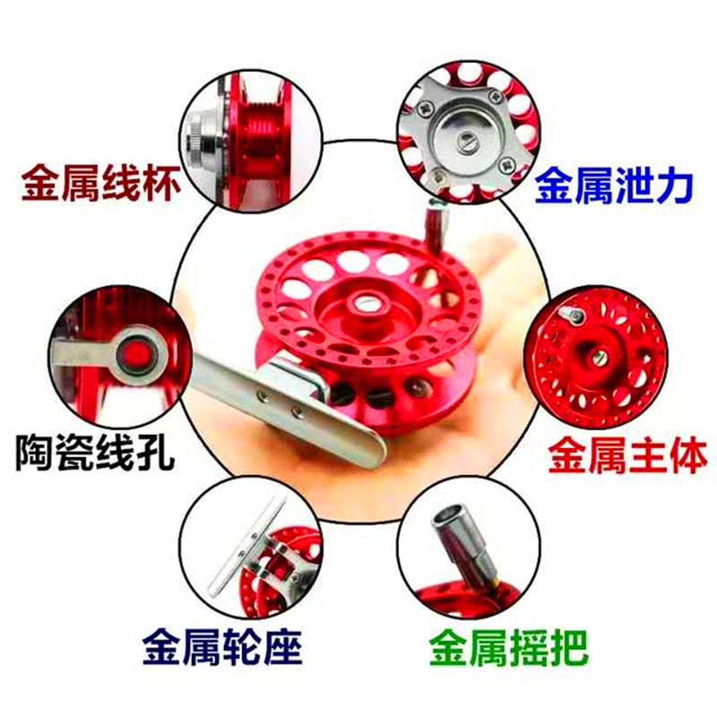 前打轮矶竿鱼轮带泄力铝合金鱼轮特价全金属冰钓超轻手竿改装渔轮 - 图0