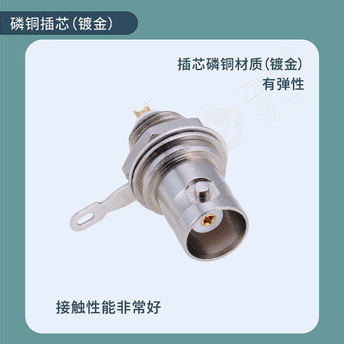 BNC母头座 纯铜一体 磷铜插针 标准10*1螺纹公制 50KY-A - 图0