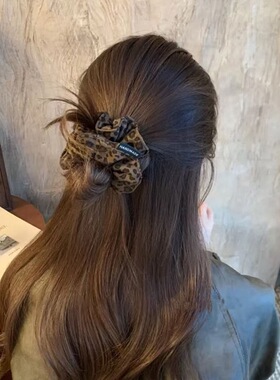 高级豹纹百搭大肠发圈发绳女马尾头花扎头绳韩版秋冬网红麂皮绒