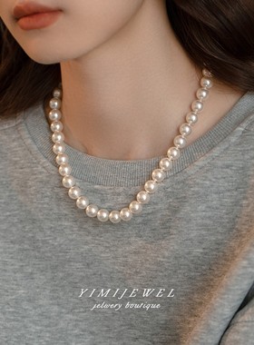 大尺寸超韩系！珍珠项链颈链
