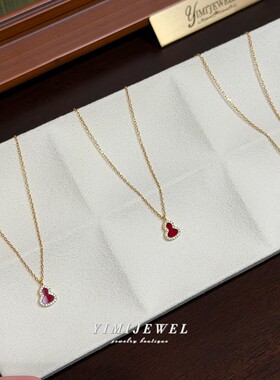 正红色小葫芦通勤项链