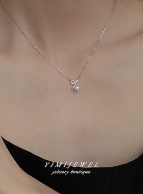 百分号满钻淡水珍珠纯银项链女