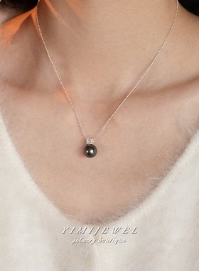 气质大溪地黑珍珠毛衣链