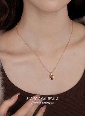 好运虎眼石项链吊坠纯银