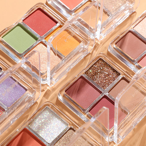 舞台妆四色眼影盒亮片闪粉大地色芒果绿鹅黄色化妆师小朋友表演盘 - 图2