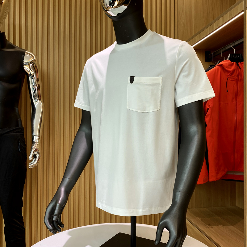 意奢同料 Giza45埃及长绒棉 夏季男士圆领短袖T恤口袋T恤男打底衫 - 图1