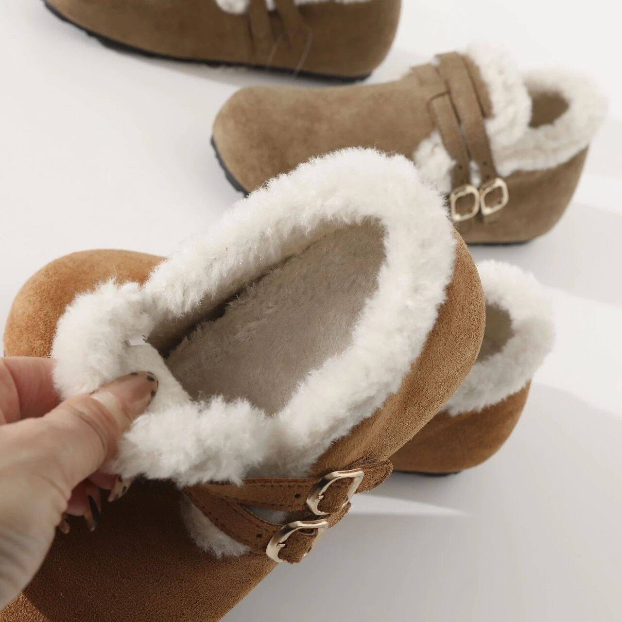 妹子福利来了！加绒勃肯鞋女2025新款冬季外穿毛毛鞋一脚蹬勃肯鞋,淘宝优惠券,粉丝福利购,淘宝优惠卷