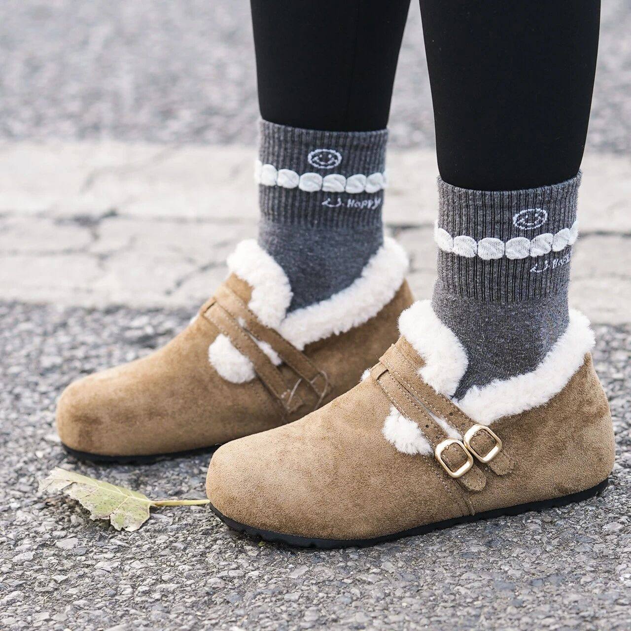 妹子福利来了！加绒勃肯鞋女2025新款冬季外穿毛毛鞋一脚蹬勃肯鞋,淘宝优惠券,粉丝福利购,淘宝优惠卷