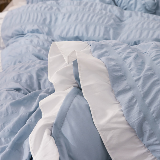 Bubble yarn quilt cover single piece solid color wash cotton sheet quilt cover dormitory single three-piece set 200x230 four-piece set